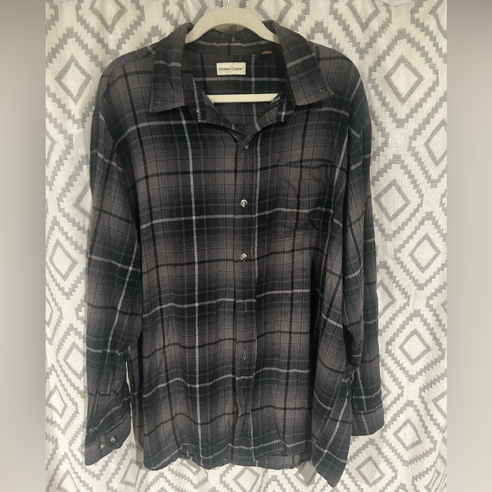Hobbs Creek Mens Long Sleeve Button Up Size XL Black/Grey